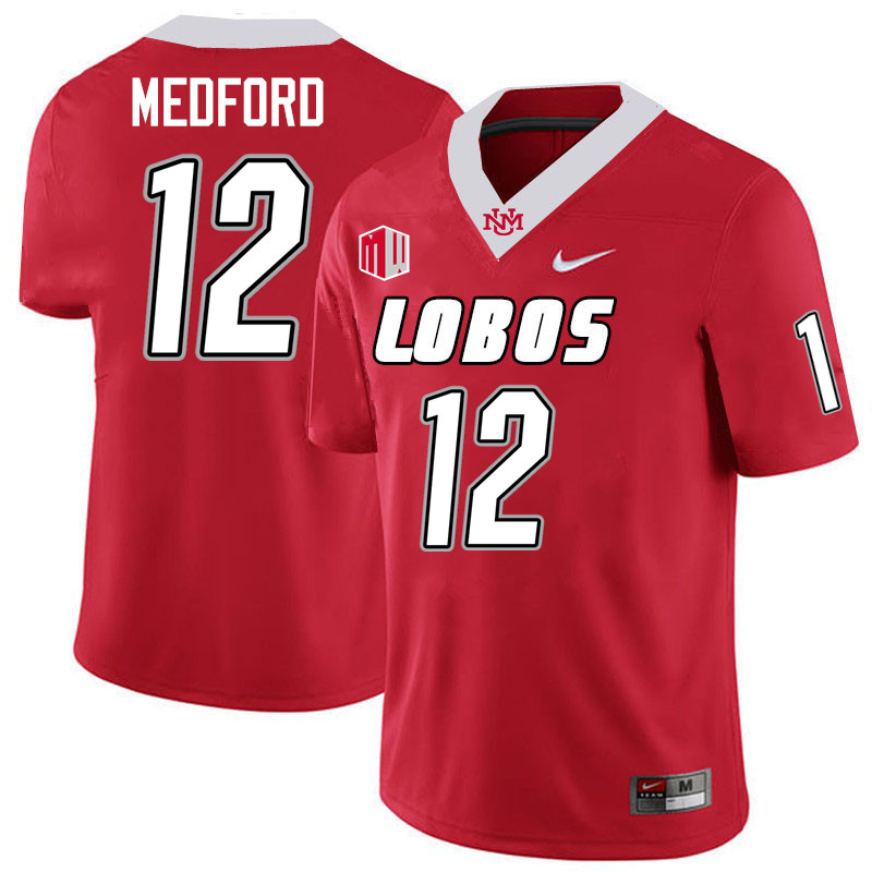 Caleb Medford UNM Lobos Jersey,New Mexico Lobos Football Jersey,Uniforms-Red